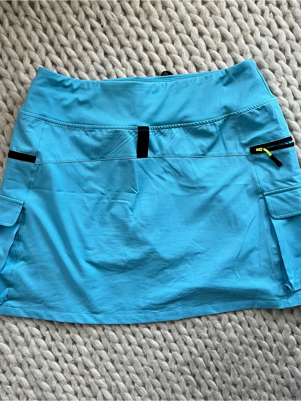 Turquoise Active Utility Mini Skirt with Drawstring Waist - Picture 4 of 4